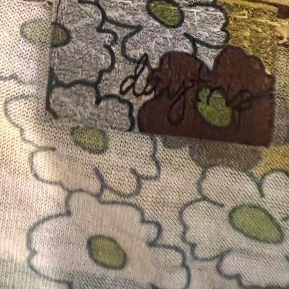 ANTHROPOLOGIE DAY TRIP FLORAL STRIPE V-NECK LONG SLEEVE TEE IN VINTAGE COLORS - Picture 3 of 5